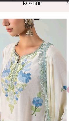 Handmade Embroidery Designs, Handmade Embroidery, Suit Designs, Summer 2022, Fabric Painting, Model Dress, Indian Dresses, Embroidery Designs