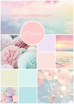 a pink and blue color palette with the words,'color inspiration board'in it