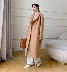 "Casual design style , long, oversized double- side handmade wool coat with viscose lining, The only coat you'll need come fall and winter, wool coat features a boxy silhouette, oversized lapels, and roomy sleeves. Crafted from 30% wool, it's designed to keep you warm and comfortable through colder seasons. Very suitable for your daily wear, party, travel, work, school, indoors and outdoor walks, spending time with family, shopping, etc. It is very comfortable and beautiful to wear The coat has Long Pea Coat For Workwear, Oversized Long Wool Coat Single Breasted, Oversized Long Wool Coat For Work, Oversized Beige Wool Coat For Workwear, Long Beige Wool Coat For Work, Beige Long Wool Coat For Workwear, Oversized Long Wool Coat For Office, Oversized Long Sleeve Wool Coat For Office, Oversized Long Outerwear For Work