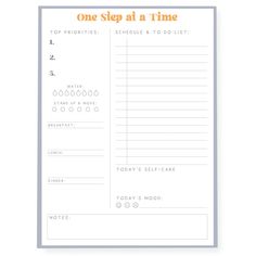 a printable one step at a time checklist