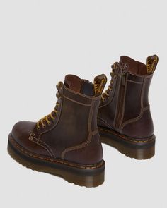 Jadon Boot Arc Crazy Horse Platforms in Brown | Dr. Martens Brown Doc Martens, Jadon Platform Boots, Brown Dr Martens, Jadon Boots, Dr Martens Jadon, Black Platform Boots, Goodyear Welt, Crazy Horse, Platform Boots