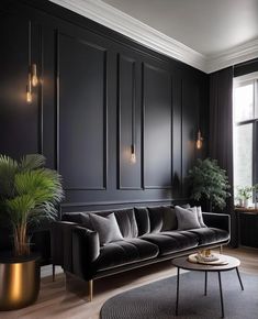 25 Deep & Dark Black Accent Walls in Living Room Ideas 6 Black And Silver Living Room, Black Sofa Set, Black Living Room Ideas, Room Design Inspiration, Silver Living Room, Black Brick Wall, Herringbone Wall, Black Accent Walls, Gold Living Room