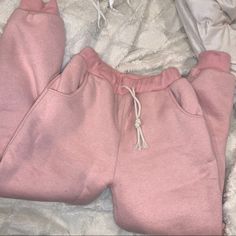 Fluffy On The Inside To Keep You Warm, Tie Waist, Pockets Pink Winter Bottoms With Pockets, Winter Pink Bottoms With Pockets, Trendy Pink Fall Joggers, Pink Sweatpants With Pockets For Fall, Pink Fall Sweatpants With Pockets, Pink Leisure Bottoms For Fall, Pink Sweatpants With Pockets For Leisure, Pink Leisure Joggers With Pockets, Track Pants