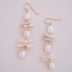 Delaney Pearl Drop Earrings Rice Pearls, Biwa Pearls, Freshwater Pearls Earrings, Silver Drop Earrings, Lariat Necklace, Rose Gold Earrings, Polish Jewelry, Gold Filled Jewelry, Pearl Drop Earrings