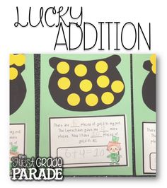 the lucky addition is for this st patrick's day themed math game, which includes two