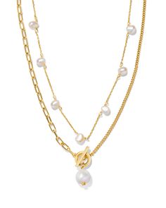 Buy Leighton Pearl Necklace Layering Set at KendraScott. Dainty Jewelry Layered, Pearl Necklace Layering, Pearl Trend, Pearl Strands Necklace, Pearl Chain Necklace, Bar Jewelry, Pearl Strand, Necklace Layering, Greek Jewelry