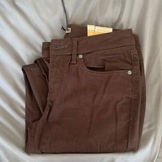 Nwt Smoke Free Home Brown Mid-rise Jeans For Work, Mid-rise Brown Jeans For Work, Brown Mid-rise Cotton Jeans, Mid-rise Brown Cotton Jeans, Brown Stretch Cotton Jeans, Fitted Brown Jeans With Pockets, Softboy Aesthetic, Corduroy Pants Women, Tan Legs