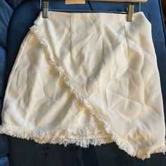 White Superdown Mini Skirt Fringe. Never Worn. Size Small White Mini Length Bottoms For Brunch, White Mini Skirt For Brunch, White Mini Skirts For Brunch, Chic White Skort For Brunch, White Mini Skirt For Spring Brunch, White Skort For Spring Brunch, White Skort For Brunch, White Skort For Brunch In Spring, Skirts White