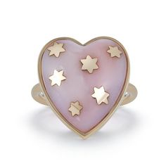 Anna Semi Precious Heart and Gold Stars Ring Stars Ring, Colorful Gemstones, Victorian Aesthetic, Jewelry Show, Labradorite Ring, Turquoise Rings, Star Ring, Pink Ring, Opal Ring