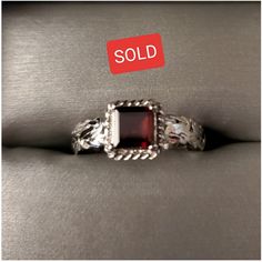 Nwot...Square Garnet Rhodium Over Sterling Silver Byzantine With Rope Accent Ring 0.75ct January's Birthstone Perfect For A Teen Or A Sweet 13 Birthday Gift Red Square Cut Gemstone Jewelry, Rectangular Ruby Ring In Sterling Silver For Formal Occasions, Rectangular Ruby Ring In Sterling Silver For Formal Events, Formal Rectangular Ruby Ring In Sterling Silver, Classic Rectangular Garnet Jewelry, Red Emerald-cut Sterling Silver Jewelry, Red Square Cut Jewelry For Gift, Red Square Cut Jewelry Gift, Formal Rectangular Garnet Jewelry