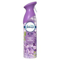 a bottle of air freshener with purple flowers on the inside and in the outside