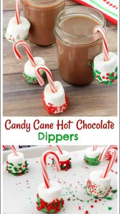 candy cane hot chocolate dippers with marshmallows