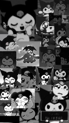 many different images of cartoon characters in black and white