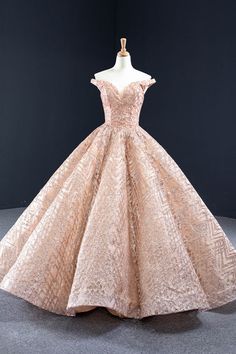 Sparkly Rose Gold Formal Ball Gown Evening Dress RS2012 Rose Gold Prom Dresses, Gold Princess Dress, Gold Ball Gown, Gold Prom Dresses, Formal Ball Gown, Gold Gown, Ball Gowns Evening, Custom Size Dresses, Princess Bride