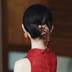 Fish Hair, Chinese Attire, Double Happiness, Embroidery Gifts, Cultural Celebration, Red Beads, Wedding Essentials, Hair Stick, Traditional Attire