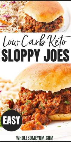 Low Carb Keto Sloppy Joes Recipe Low Carb Sloppy Joe Recipe, Keto Sloppy Joes, Low Carb Sloppy Joes, Keto Buns, Keto Beef Recipes, Sloppy Joes Recipe, No Carb Recipes, Sugar Free Low Carb, Sloppy Joe