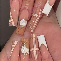 Super Cute And Stylish Ships In 5-10 Business Days Pumpkin Nails, Girly Acrylic Nails, Fall Acrylic Nails, Thanksgiving Nails, Fall Nail Art, Square Acrylic Nails, Coffin Nails Designs, Fall Nail Designs, Dope Nails