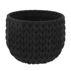 a black knitted cup on a white background