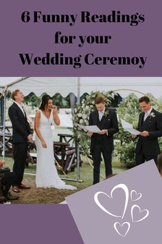 a wedding ceremony with the words 6 funny readings for your wedding ceremony