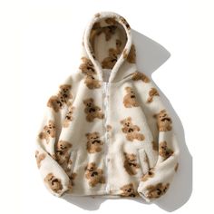 Here it is, the **Teddy Bear Full-Zip Hoodie** - the ultimate blend of kawaii charm, aesthetic appeal, and Y2K vibes! This adorable hoodie features a cute teddy bear design, bringing a playful and cozy touch to your wardrobe. Perfect for those who love kawaii fashion, this full-zip hoodie combines snug warmth with the whimsical charm of your favorite cuddly bear. Crafted from premium, soft fabric, this hoodie offers a luxurious feel while ensuring durability for everyday wear. The lined interior Couple Streetwear, Teddy Bear Jacket, Retro Coat, Plush Coat, Embroidery Hoodie, Bear Hoodie, Top Streetwear, Weave Style, Winter Jackets Women