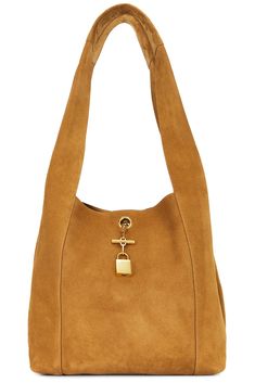 Find SAINT LAURENT Hobo Shoulder Bag on Editorialist. The Saint Laurent Hobo Shoulder Bag is crafted from suede with a leather lining. The bag features a top toggle closure with a gold-tone chain and weighted padlock. The bag has one main compartment, a detachable interior suede zipper pouch, and dual shoulder straps. The bag measures approximately 10.75 inches wide, 10.5 inches high, and 3.25 inches deep. The shoulder strap has a 12-inch drop. The detachable pouch measures approximately 8.25 in Suede Shoulder Bag With Gold-tone Hardware, Designer Suede Shoulder Bag With Gold-tone Hardware, Luxury Suede Shoulder Bag With Metal Hardware, Luxury Suede Hobo Bag For Shopping, Everyday Suede Shoulder Bag With Palladium Hardware, Luxury Suede Hobo Bag With Leather Handles, Luxury Everyday Hobo Bag With Suede Lining, Luxury Hobo Shoulder Bag With Suede Lining, Luxury Hobo Bag With Suede Lining