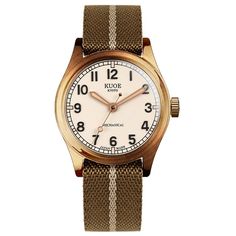 OLD SMITH 90-002 35mm Version Bronze Case Ivory Dial No-Date | Kuoe Kyoto Global Luminous Paint, Japanese City, Japan Model, Flat Shapes, Military Watches, Classic Watches, Aging Process, Automatic Watch, Watch Brands