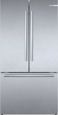 a stainless steel refrigerator freezer with two doors