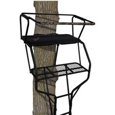 a tree stand that is next to a tree