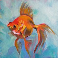 an acrylic painting of a goldfish