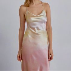 Silk Maison 90s Forever Cowl Neck Silk Slip Dress, Sugar Pastel, Size Xs, Nwot Color:Sugar Pastel Description The Classic Yet Stunning Dress Features A 90s Style, Slim Fit, Cowl Neck, Adjustable Crossover Back Straps, Multiple Ways Of Tying, And A Midi Length. Crafted From 100% Mulberry Silk, The Dress Is Smooth And Glossy. It Can Be Tied In Various Patterns, And The Dress Is Chic And A Must-Have. The Midi Is Suitable For Parties, Formal Events, And Other Social Occasions. The Piece Uses A Flawl Silk Maison, Diy Maxi Dress, Satin Silk Dress, Concert Dresses, Abaya Style, Silk Shirt Dress, Silk Dress Long, Silky Dress, Silk Slip Dress