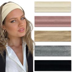 PRICES MAY VARY. SOFT & ELASTIC - Women's headband is lightweight, breathable and soft! 7.5 inches long and 2.4 inches wide. Made of brushed cotton which makes the headband comfortable to touch and has good elasticity, suitable for most even large head women. The moderate width of the hairband won't slip off easily. FASHION MUST HAVE: Headbands in five versatile colors add a stylish touch to any outfit for ladies, giving an effortlessly chic lift to everyday outfits. Just like the cute headbands Outfit For Ladies, Sweat Headbands, Headband Winter, Trendy Headbands, Thick Headbands, Gray Headband, Headband Christmas, Winter Headband, Headband Outfit