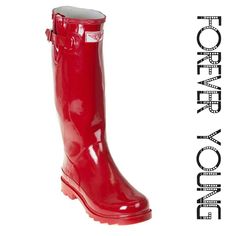 Brand New Cute Glossy Woman Rainboots By Forever Young. Beautiful Red Color, Cotton Lining, Removable Inner Sole. Posh Buckle On The Calf Side. Approx 14" Tall & Approx 15" In Circumference. 100% Rubber Rain Boot!!! Not Made For Wide Calves. Run Half A Size Larger Than Regular Shoes. Taller Than Galoshes And Protect Your Feet Better While You Garden, Farm Or Just Walk In The Fall Mud Or Winter Rain. Stay Dry Up To The Knee Even In The Heavy Rain. A True Statement In Ladies Fashion! Tall Rain Boots, Garden Farm, Womens Rain Boots, Heavy Rain, Rain Boot, Wide Calf, Forever Young, In The Fall, Ladies Fashion