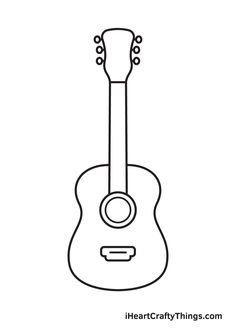 an acoustic guitar is shown in this black and white drawing by heartcraftthings com