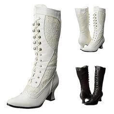 Category:Boots; Upper Materials:Lace,Faux Leather; Embellishment:Lace-up; Season:Winter; Heel Type:Kitten Heel,Flare Heel; Gender:Women's; Toe Shape:Pointed Toe; Type:Mid Calf Boots; Style:Vintage,Elegant,British; Heel Height(inch):1-2; Outsole Materials:Rubber; Occasion:Party,Daily; Closure Type:Lace-up; Pattern:Solid Colored; Shipping Weight:0.827; Listing Date:08/17/2023; 2024 Trends:Brogue,Riding Boots,White Shoes; Foot Length:; Size chart date source:Provided by Supplier.; US Size:null; UK Size:14.5; EU Size:50 Lace Wedding Boots, Costume Boots, Women Brogues, Brogues Style, Wedding Boots, Brogue Boots, Mid Heel Shoes, Lace Heels, 2022 Trends