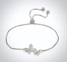 Wedding Jewelry - Butterfly CZ Adjustable Bracelet - Available in Silver and Rose Gold Silver Bracelet With Butterfly Clasp For Gift, Adjustable Dainty Butterfly Bracelet, Silver Dainty Butterfly Bracelets, Sterling Silver Butterfly Bracelet, Dainty Silver Butterfly Bracelets, Silver Butterfly Bracelet For Gift, Silver Butterfly Bracelets For Gifts, Butterfly Shaped Silver Bracelet Gift, Dainty Adjustable Jewelry With Butterfly Clasp