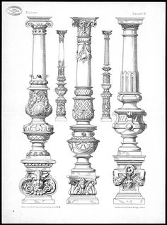 four different types of pedestals and columns