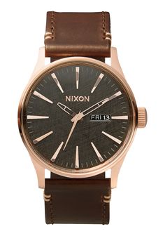 Sentry Leather | Men's Watches | Nixon Watches and Premium Accessories The Sentry, Mens Dress Watches, Nixon Watch, Rose Gold Brown, Brown Watches, Vintage Watches For Men, Casual Watches, Classic Watches, Rose Gold Watch