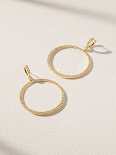 There's a reason hoop earrings are a perennial favorite - they can be worn day or night and can elevate even the simplest outfits. Andrea Fohrman's pair is skillfully handcrafted from 18-karat gold and traced with graduating diamonds that dance in the light. Gold Diamond Hoop Earrings, Eyewear Shop, Diamond Hoop Earrings, Watch Gifts, Enamel Earrings, Sapphire Earrings, Fine Jewellery Earrings, Gold Diamond, Diamond Jewelry