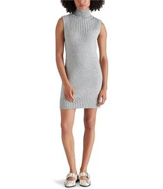 Steve Madden Karissa Turtleneck Sleeveless Sweater Mini Dress | Dillard's Sweater Mini Dress, Turtleneck Sleeveless, Sleeveless Pullover, Mini Sweater Dress, Sleeveless Sweater, Dillard's, Steve Madden, Heather Grey, Rib Knit