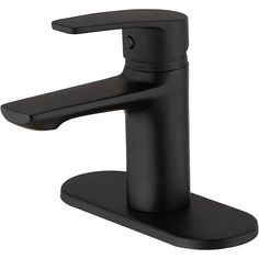 a black bathroom faucet on a white background