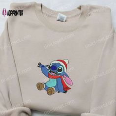 Stitch Xmas Embroidered Shirt & Disney Characters Hoodie: Best Christmas Gifts for Family Nike Christmas, Bluey Family, Embroidered Apparel, Mickey Christmas, Family Christmas Gifts, Hoodie Material, Embroidered Clothes, Embroidered Sweatshirt, Embroidered Hoodie