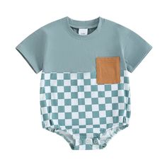 Your little critter will be the most dapper on the block in this OLIVER Checkered Short-Sleeve Onesie! Perfect for summer, this onesie is perfect for your little man no matter what his summer adventure holds! Available in two colors, he's sure to look as handsome as he is handsomely comfortable! Cute Blue Short Sleeve Bodysuit For Summer, Summer Cotton Short Sleeve Bodysuit, Summer Short Sleeve Cotton Bodysuit, Green Short Sleeve Onesie For Playwear, Playful Fitted Short Sleeve Bodysuit For Summer, Blue Casual Short Sleeve Bodysuit For Summer, Casual Blue Short Sleeve Bodysuit For Summer, Cotton Short Sleeve Bodysuit For Playtime, Playful Short Sleeve Bodysuit For Summer Playwear