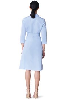 Carolina Herrera long sleeve shirt dress with belt in sky blue.100% SilkDry CleanMade in the United States Shirt Dress With Belt, Dress Shirt Sleeves, Dress With Belt, Long Sleeve Shirt Dress, Carolina Herrera, Shirt Sleeves, The United States, Long Sleeve Shirt, Sky Blue