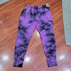 Nwt Men's Champion Tie Dye Sweatpants. It Has 2 Front Pockets And Cuffs At Hem. Purple And Black Tie Dye. Sporty Purple Bottoms With Relaxed Fit, Purple Bottoms With Elastic Waistband For Streetwear, Purple Relaxed Fit Sweatpants For Athleisure, Casual Purple Sports Pants, Purple Cotton Athleisure Pants, Athleisure Purple Pants With Pockets, Purple Athleisure Bottoms, Sporty Purple Bottoms For Streetwear, Sports Pants With Pockets In Purple