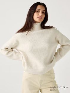 Souffle High Neck Sweater | UNIQLO US Uv Protection Clothing, Uniqlo Sweater, Chino Joggers, Parka Vest, Cosy Jumper, High Neck Jumper, Yarn Sweater, High Neck Designs, Tv Animation