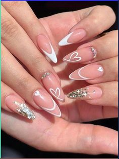 Nail Forms, Uñas Acrilicas, Stick On Nails, Heart Nails, Nail Art Hacks, False Nail, Valentine's Day Nails, Artificial Nails