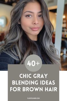 Whether you're looking to hide your grays or want to make a statement with a trendy hair color combo, these 40+ chic gray blending ideas for brown hair have you covered! From simple gray highlights on black hair to platinum silver tips and seamless gray brown melts, we've got a ton of silver hair inspo on our blog. Click the pin to see it now and save your favorite looks! Caramel Grey Hair, Hide Greys With Highlights, Hair Color To Mask Grey Hair, Brown Transition To Gray, Gray Brown Hair Highlights, Blending Grey Roots With Brown Hair, Dark Brown To Grey Balayage, How To Transition To Gray Hair From Dark Brown, Platinum Brown Balayage