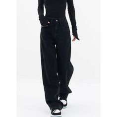 High Waist Wide Leg Black Baggy Jeans Straight Mom Jeans, High Waist Boyfriend Jeans, Fall Outfits Pinterest, Boyfriend Jeans For Women, Baggy Pants Women, Black Baggy Jeans, Feeling Uncomfortable, Pants Korean, Jeans High Waist