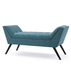 a blue chaise lounge chair with black legs