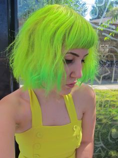 spookypuke: if i were ciara i’d say “hair color on lock” Neon Green Hair, Neon Hair, Trendy Hair Color, Alternative Hair, Yellow Hair, Hair Color Dark, Hair Inspo Color